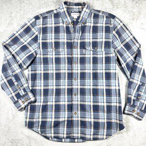 Carhartt Men’s L Blue Tan Plaid Long Sleeve Button Up Workwear Shirt